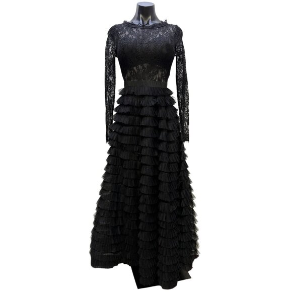 Catchall Dresses & Skirts - NWOT Catchall Lace Gown Black Tiered Ruffle Skirt Dress M